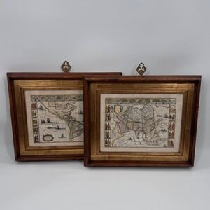 Pair of Italian Framed Antique Style Maps Ethan Allen